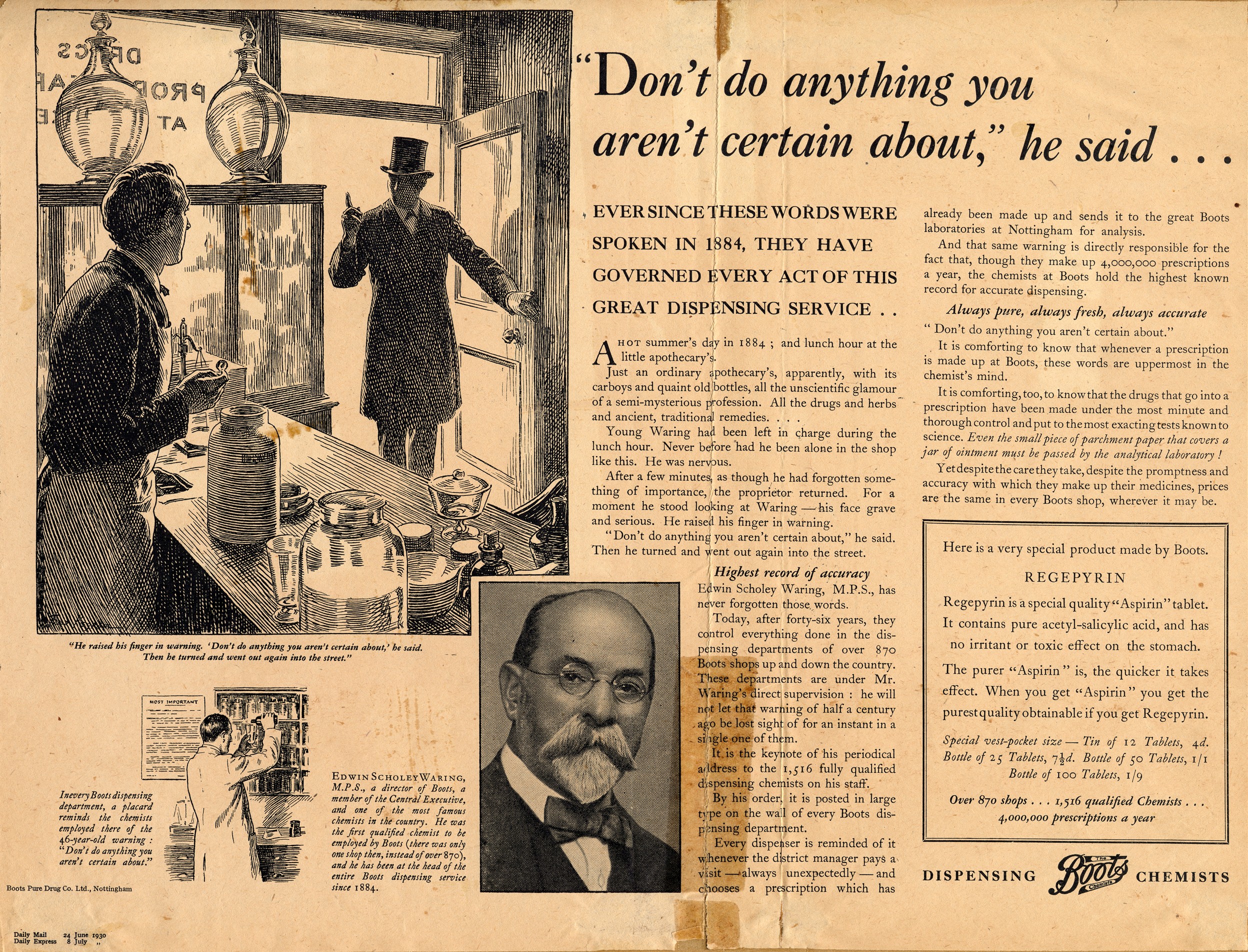 Advertisement featuring Edwin Waring  1930